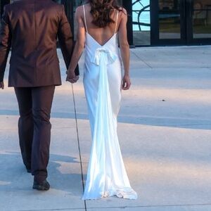 Elegant White Backless Gown